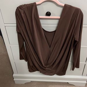 Low cut brown blouse